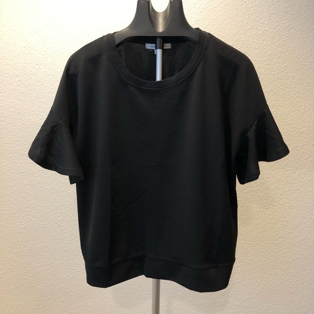 Rose & Olive Black Flutter Sleeve Blouse Size XL